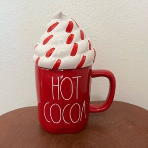 Rae Dunn Red Hot Cocoa Mug with Whipped Cream Lid